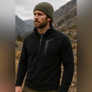 Marmot Black Fleece Drop Line 1/2-Zip Pullover Size Small